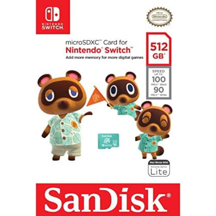SanDisk Tarjeta de Memoria microSDXC 512GB para Nintendo Switch - Licencia Oficial, Clase 10, UHS-I, 100MB/s Lectura